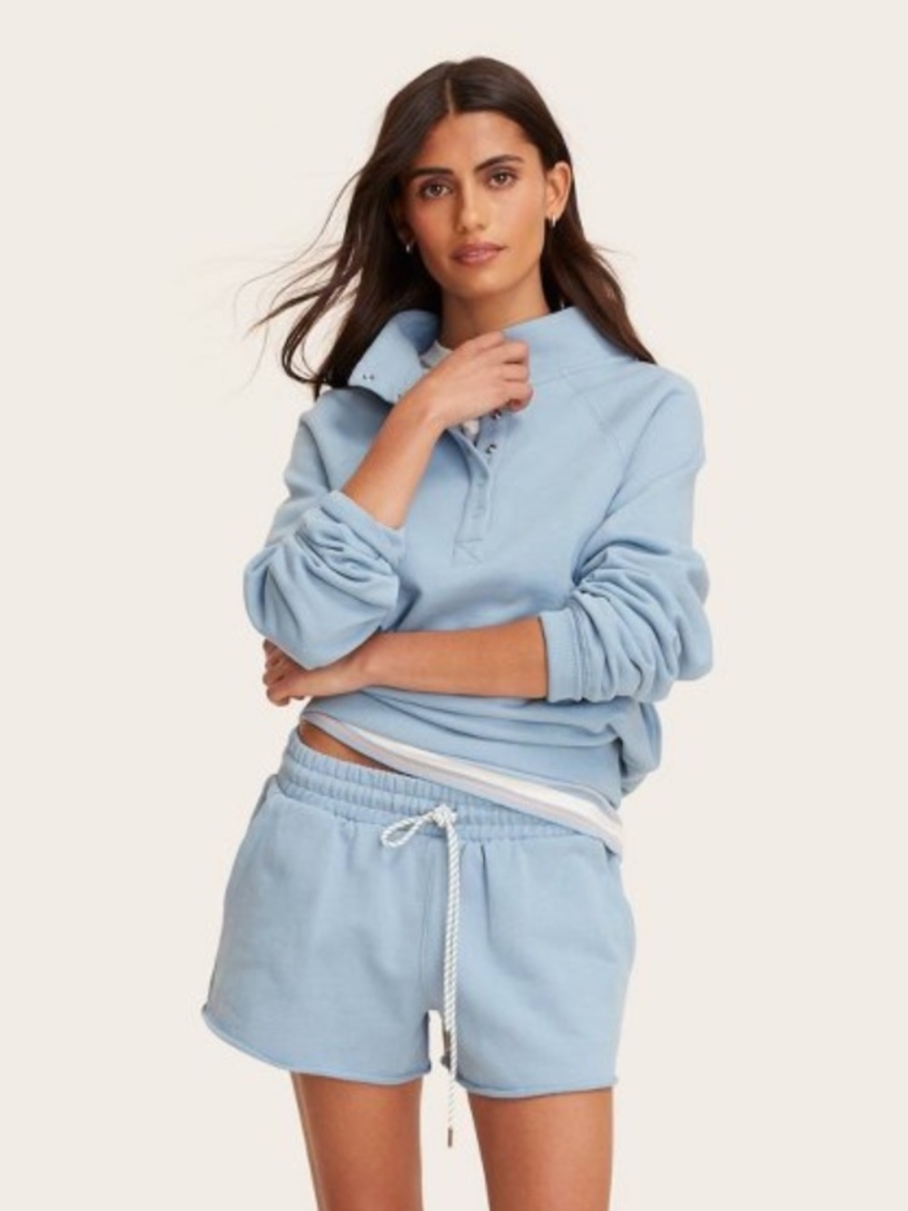 Parke x Target Snap Mockneck Popover Sweatshirt Light Blue L/XL NWT